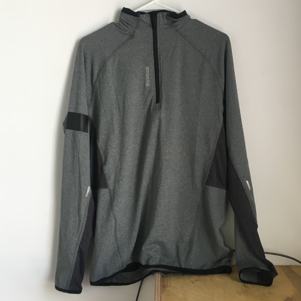 NWT!‎ Reebok Bioknit Quarter Zip Training Pullover mens grey MEDIUM